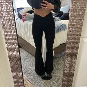 Aerie black flare crossover leggings
